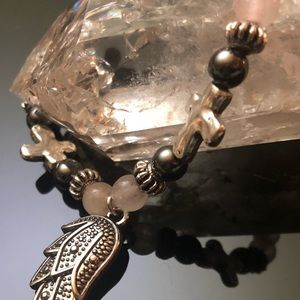 Rose Quartz & Hematite Angel Feather Bracelet